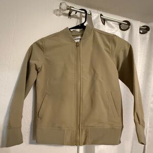 Light Tan Bomber Jacket - Minimal Zip Front